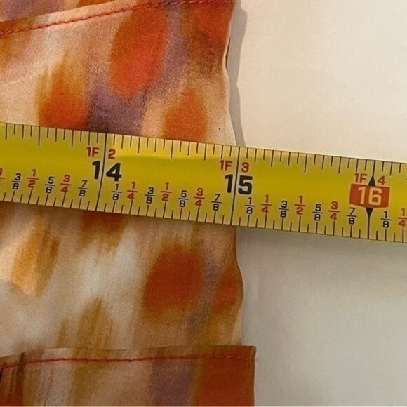Ann Taylor Orange Silk Watercolor Print Fitted Party Event Dress NWOT Size 4 - Picture 12 of 13